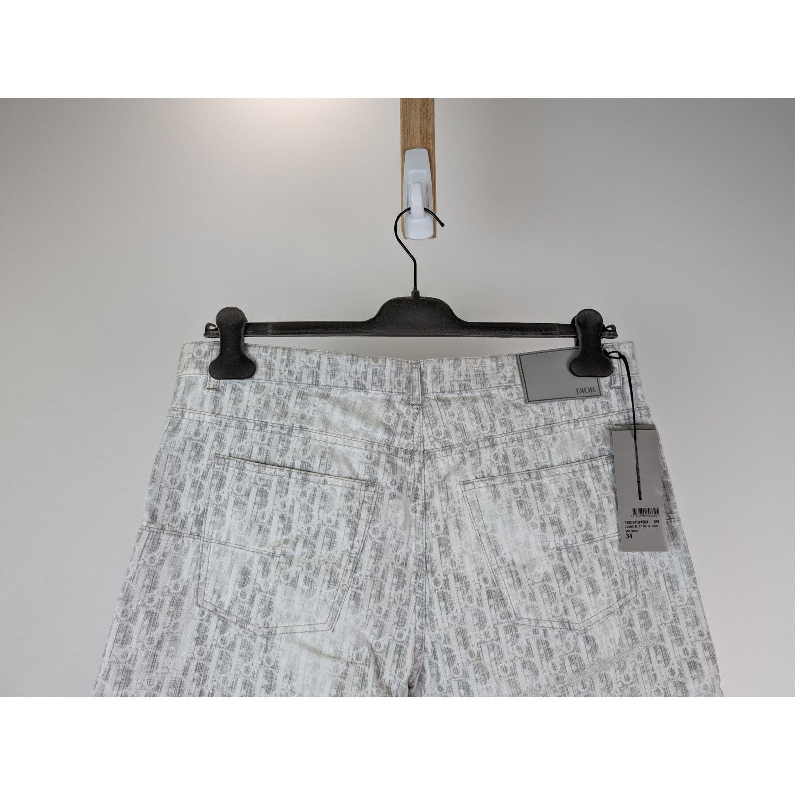 Dior o1rshd1 Straight Oblique Print Cotton Denim Jeans in Blanc Size US 34 / EU 50 - 12 Thumbnail