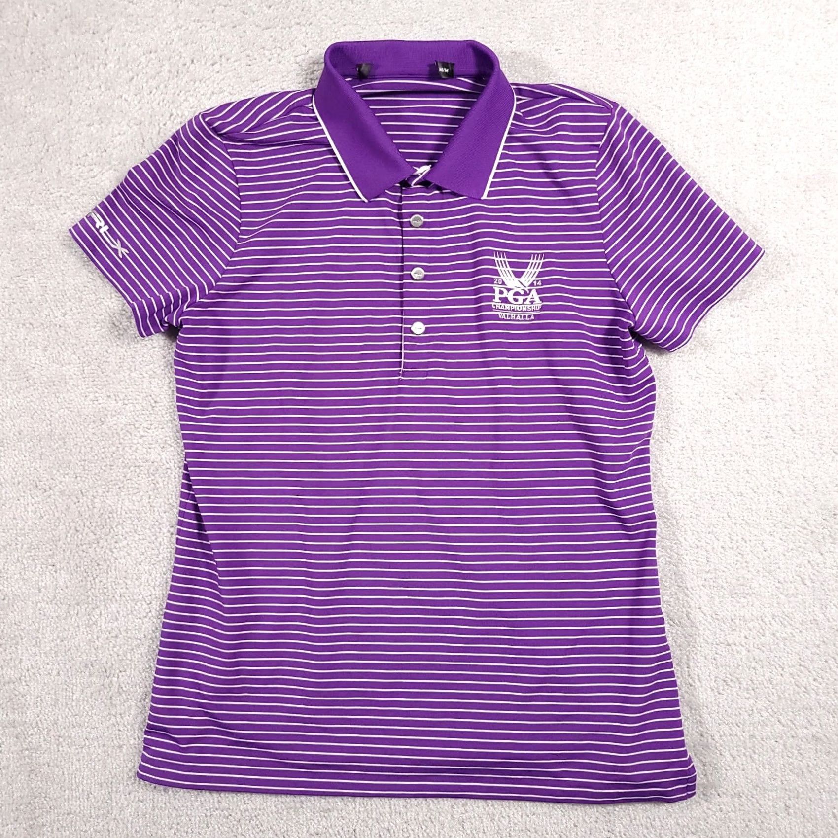RLX Ralph Lauren RLX Ralph Lauren Womens M 2014 PGA Polo Shirt Purple Striped Short Sleeve Golf Shirt Ladies M Purple Striped Courtesy Size M / US 6-8 / IT 42-44 - 2 Thumbnail