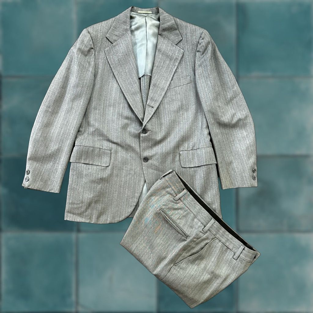 Vintage VINTAGE Brown Striped Wool Sport Jacket Mens 41 33x27 Rockabilly 1970s Jacket Length Regular Wool Size US XS / EU 42 / 0 - 1 Thumbnail