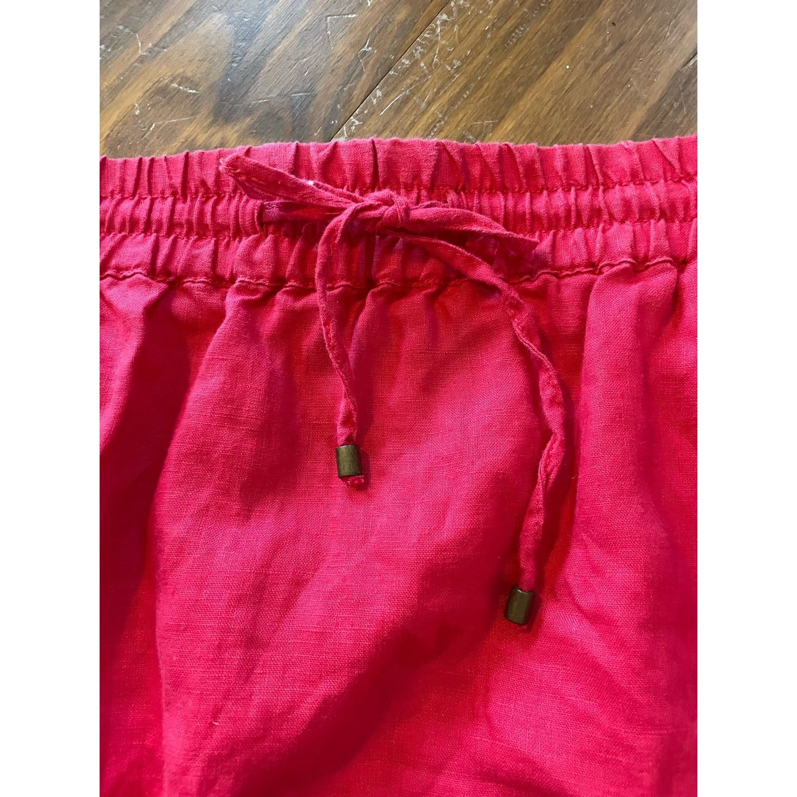 Willi Smith Willi Smith 100% linen Red Drawstring Waist Mini Skirt, M Size 28" / US 6 / IT 42 - 4 Thumbnail