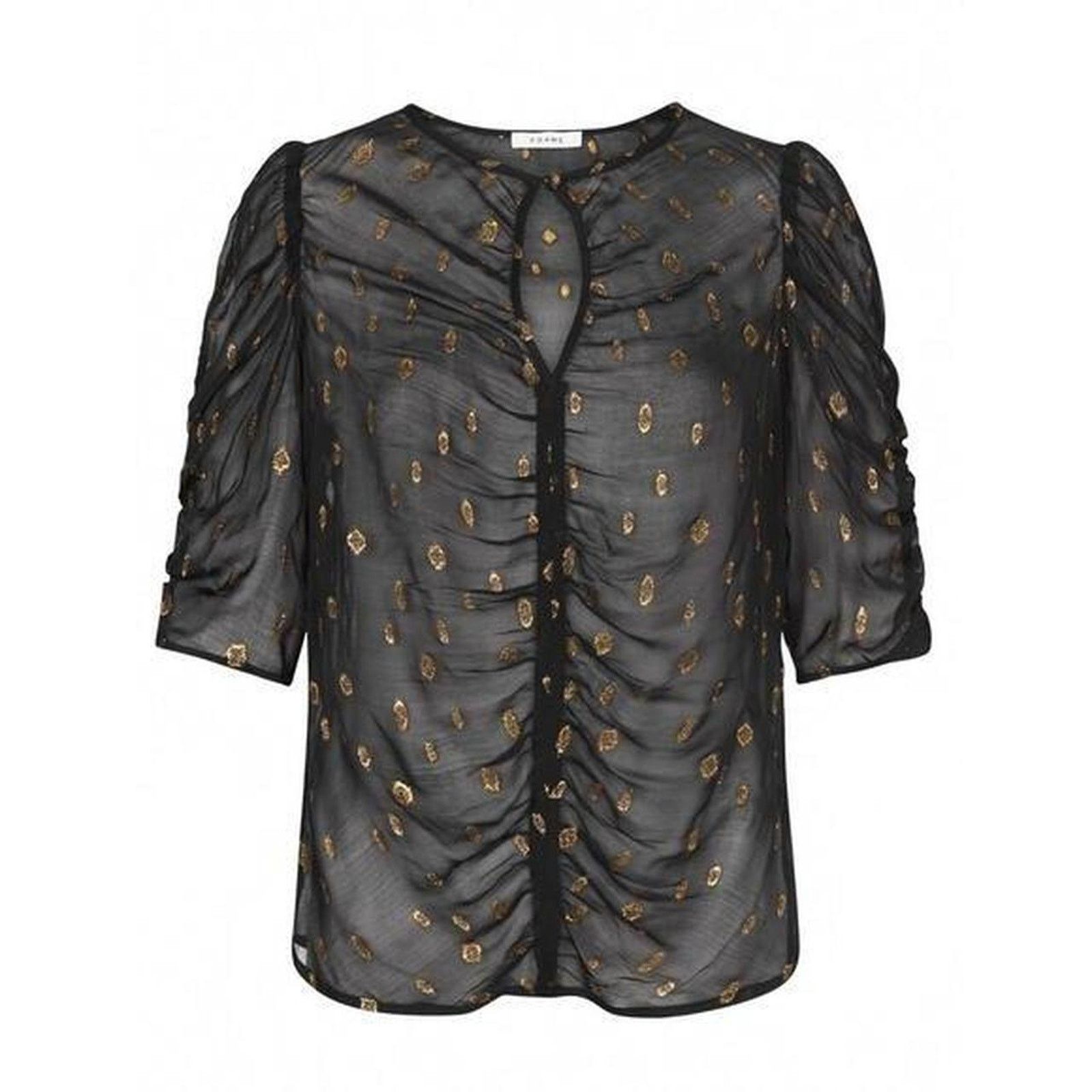 Frame Frame Shirred Keyhole top - Noir 100% Viscose SIze XS Size XS / US 0-2 / IT 36-38 - 6 Thumbnail