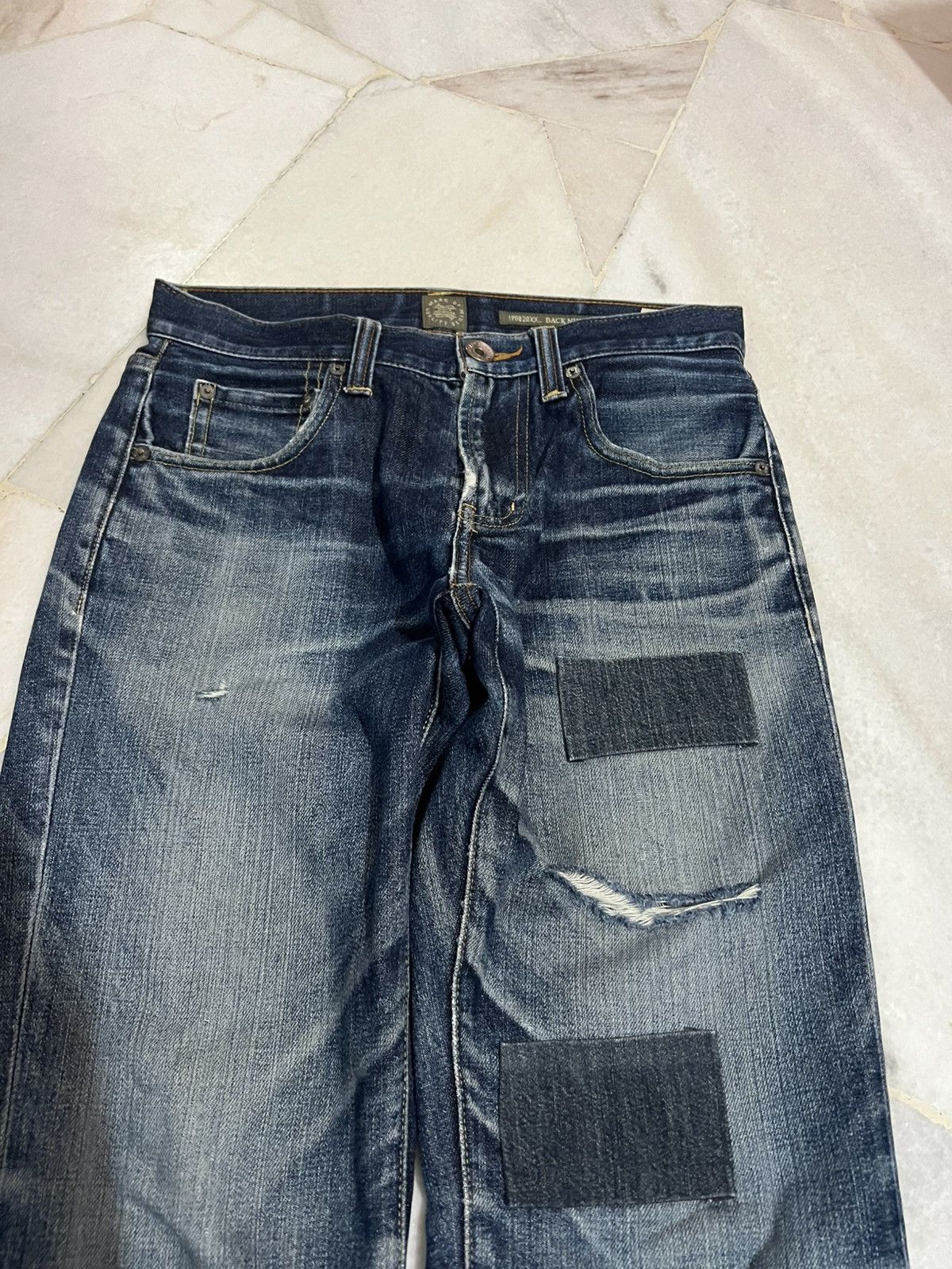 If Six Was Nine × Le Grande Bleu (L.G.B.) 🌈Vintage Back Number Kaihara denim Distressed Jean Size US 29 - 4 Thumbnail
