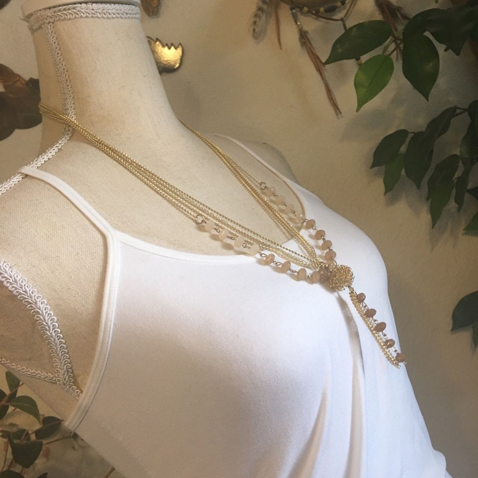 Jewelry Multi strand gold chain with faceted bead necklace Size ONE SIZE - 2 Thumbnail