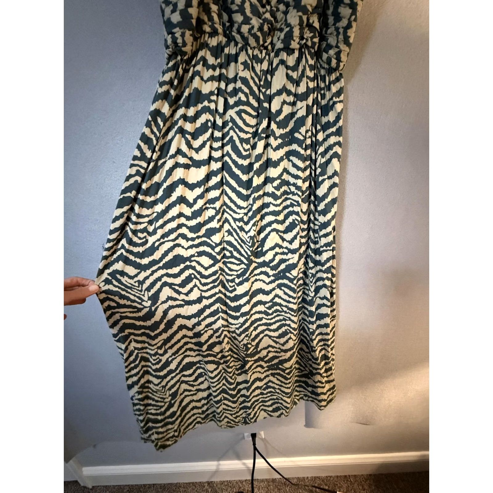 Soft Surroundings Soft Surroundings Dress Womens Large Green Animal Print Smocked Maxi Sundress Size L / US 10 / IT 46 - 7 Thumbnail