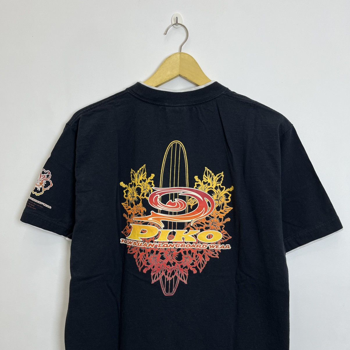 Japanese Brand Vintage 90s Double Layer Piko Hawaian Longboard Wear Tee Size US L / EU 52-54 / 3 - 2 Thumbnail