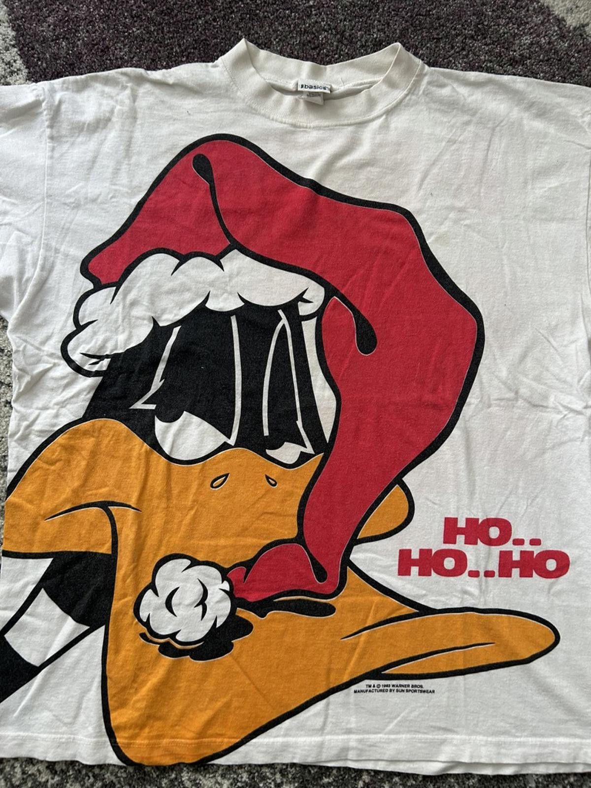 Warner Bros Vintage 1993 Warner Bros Daffy Duck Christmas T-Shirt Size US L / EU 52-54 / 3 - 3 Thumbnail