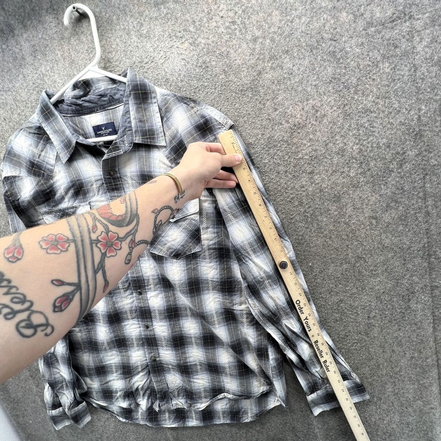 American Eagle Outfitters VINTAGE American Eagle Outfitters Shirt Mens XL Gray Plaid Long Sleeve Western Snap Size US XL / EU 56 / 4 - 2 Thumbnail