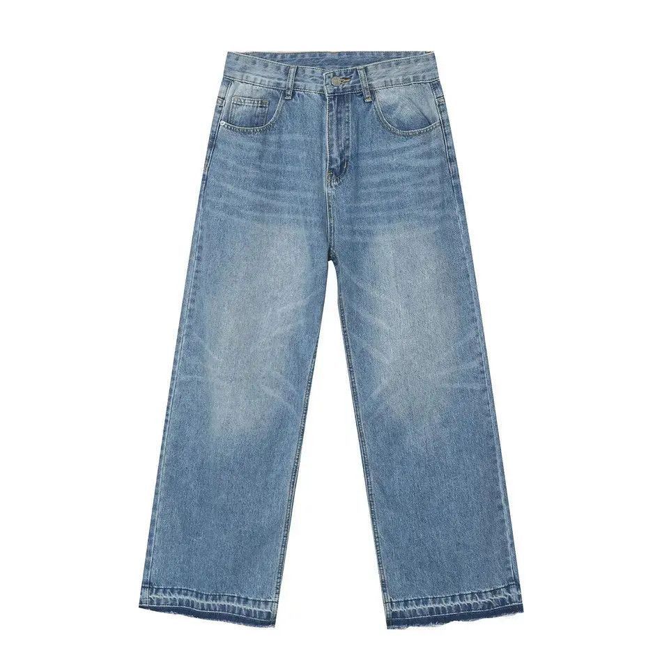 Japanese Brand Retro loose straight leg fringed jeans Size US 32 / EU 48 - 4 Thumbnail