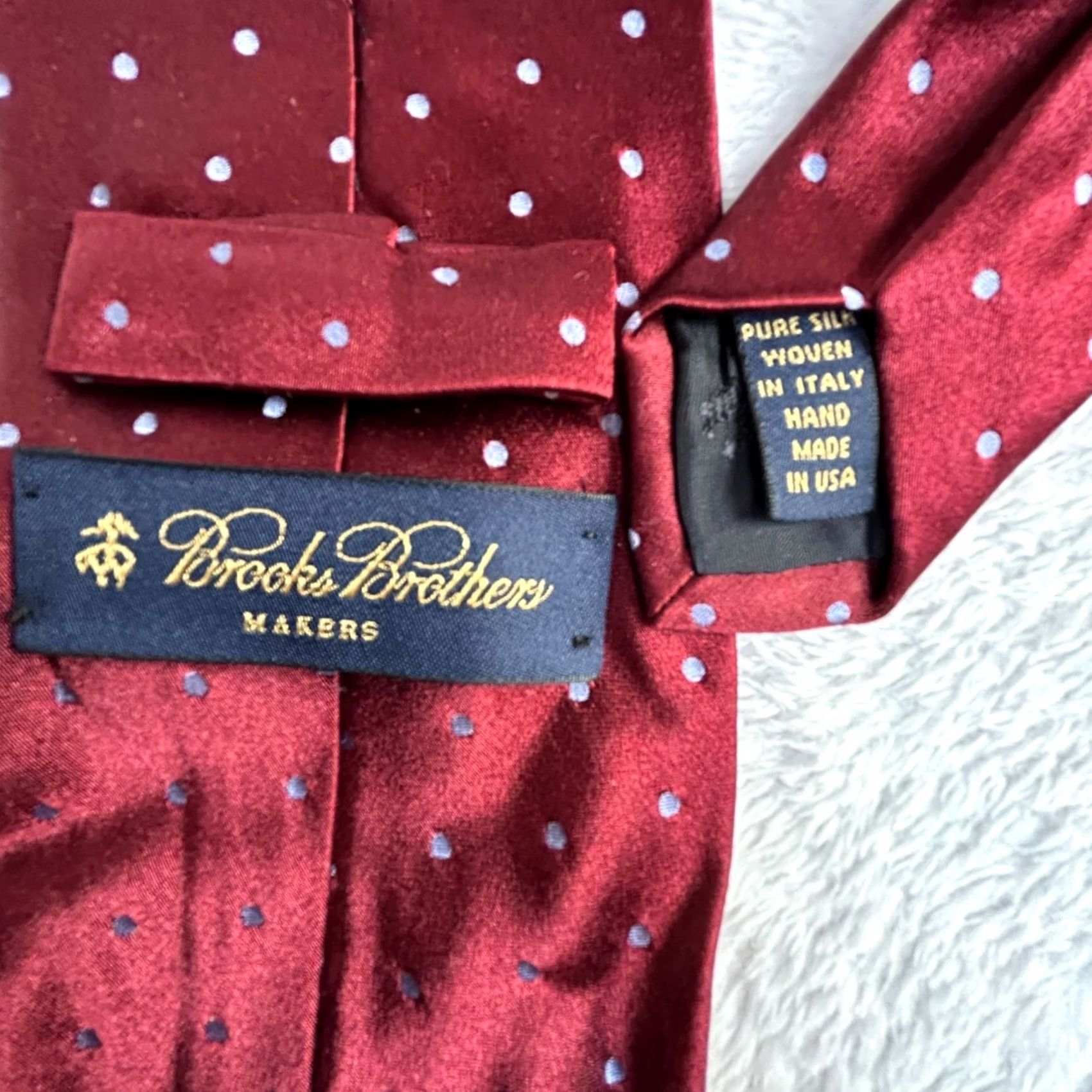 Brooks Brothers Brooks Brothers Makers Mens Red & White Polka Dot Pure Silk Tie Hand Made in USA Size ONE SIZE - 2 Thumbnail