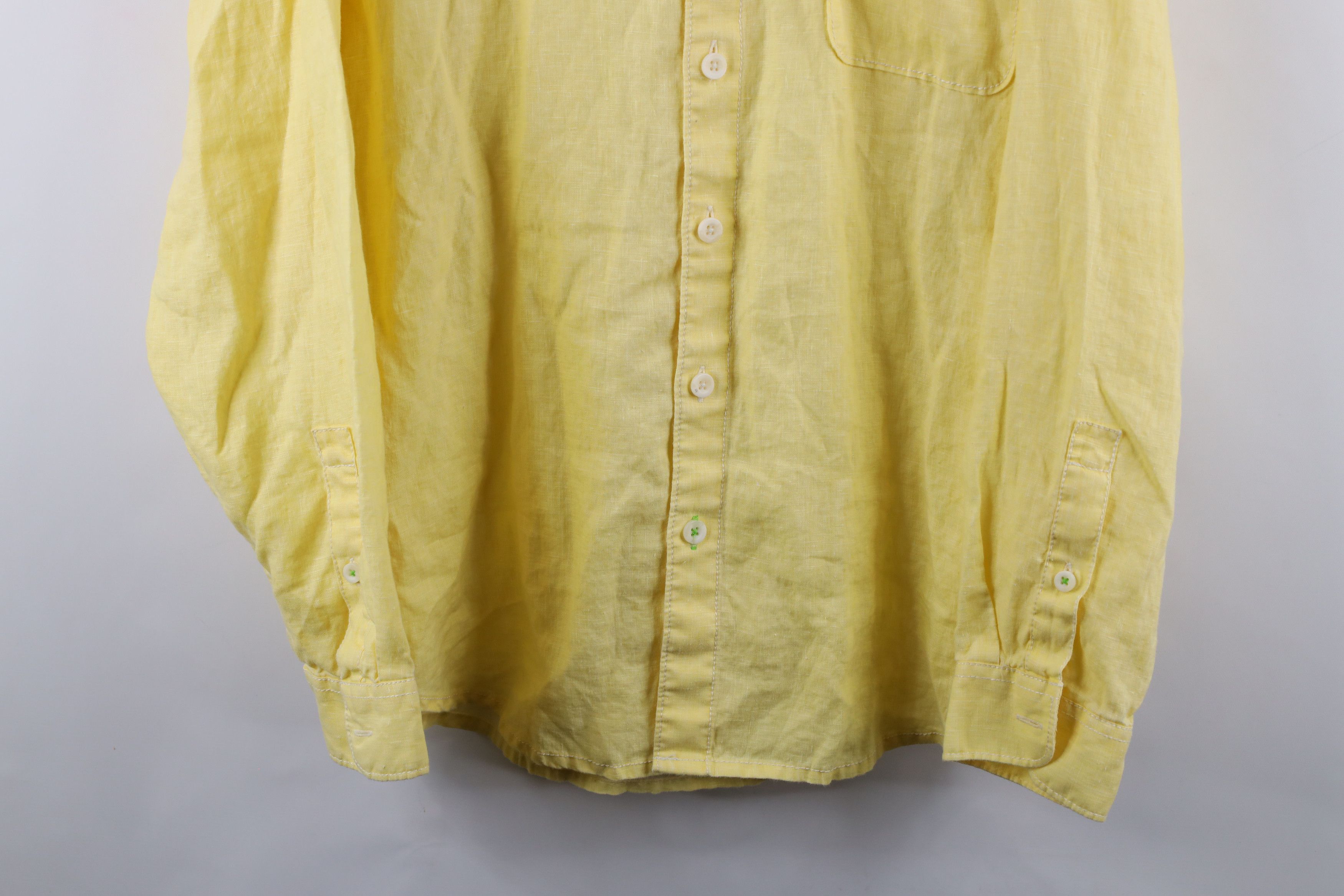 Tommy Bahama × Vintage Tommy Bahama Linen Long Sleeve Collared Button Shirt Yellow Size US L / EU 52-54 / 3 - 3 Thumbnail