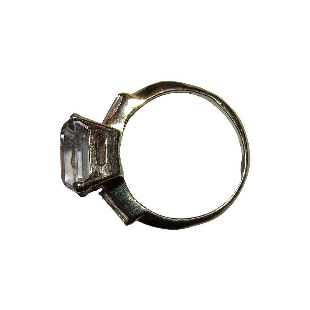Handmade 18 kt Gold Vermeil Silver Emerald Cut Rock Crystal Quartz Size ONE SIZE - 4 Thumbnail