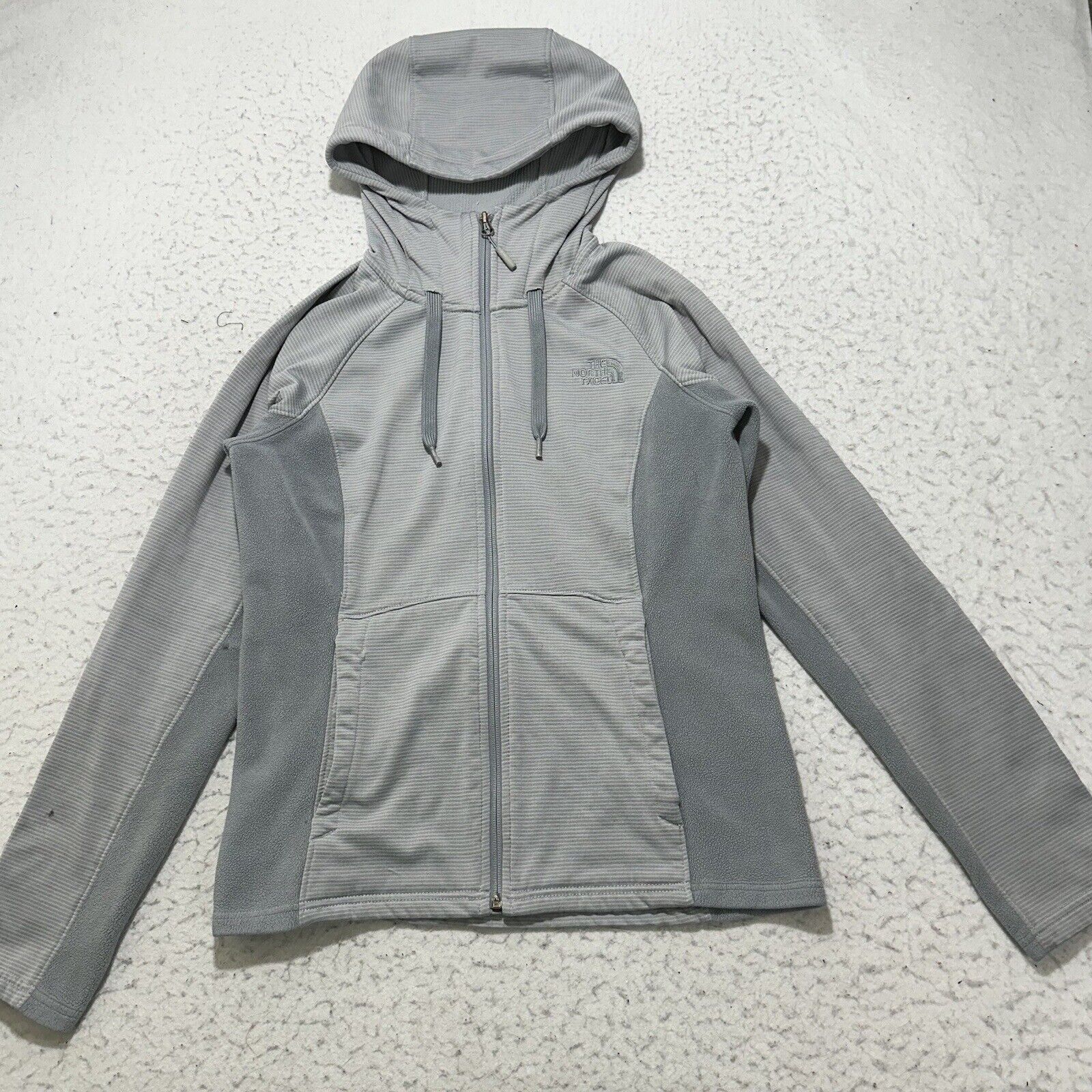 The North Face The North Face Medium Hoodie Fleece Gray Striped Sweatshirt Size M / US 6-8 / IT 42-44 - 1 Thumbnail