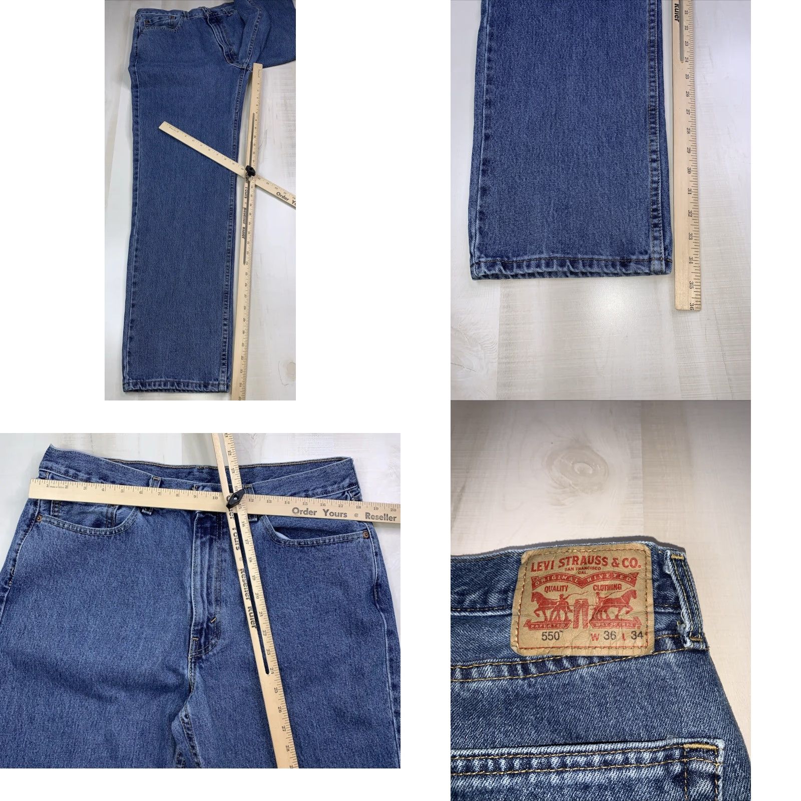 Levi's VINTAGE Levi’s 550 Relaxed Straight Leg Men’s Blue Denim Jeans 36x34-12773 Size US 36 / EU 52 - 8 Thumbnail