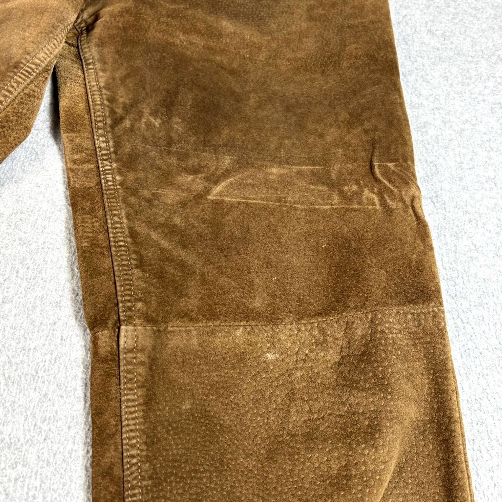 Vintage Skotts Suede Pants Men 32x31 Brown Leather Jeans Cotton Lined Motorcycl Washable Size US 32 / EU 48 - 7 Thumbnail