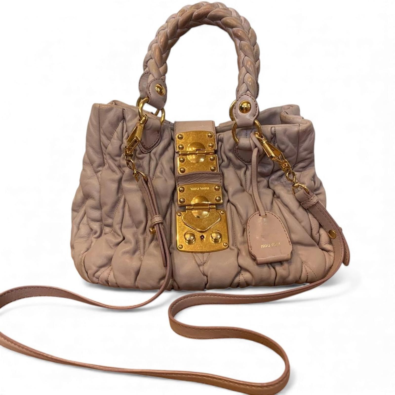 Miu Miu Miu Miu - Quilted Leather Handbag with Gold Hardware Size ONE SIZE - 2 Thumbnail