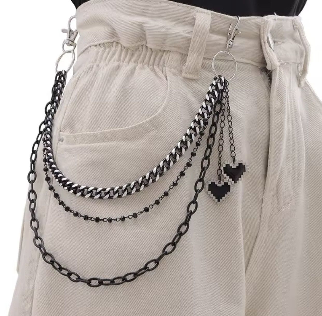 Jewelry Black Love Pendant Keychain Jeans Pants Chain Size ONE SIZE - 4 Thumbnail