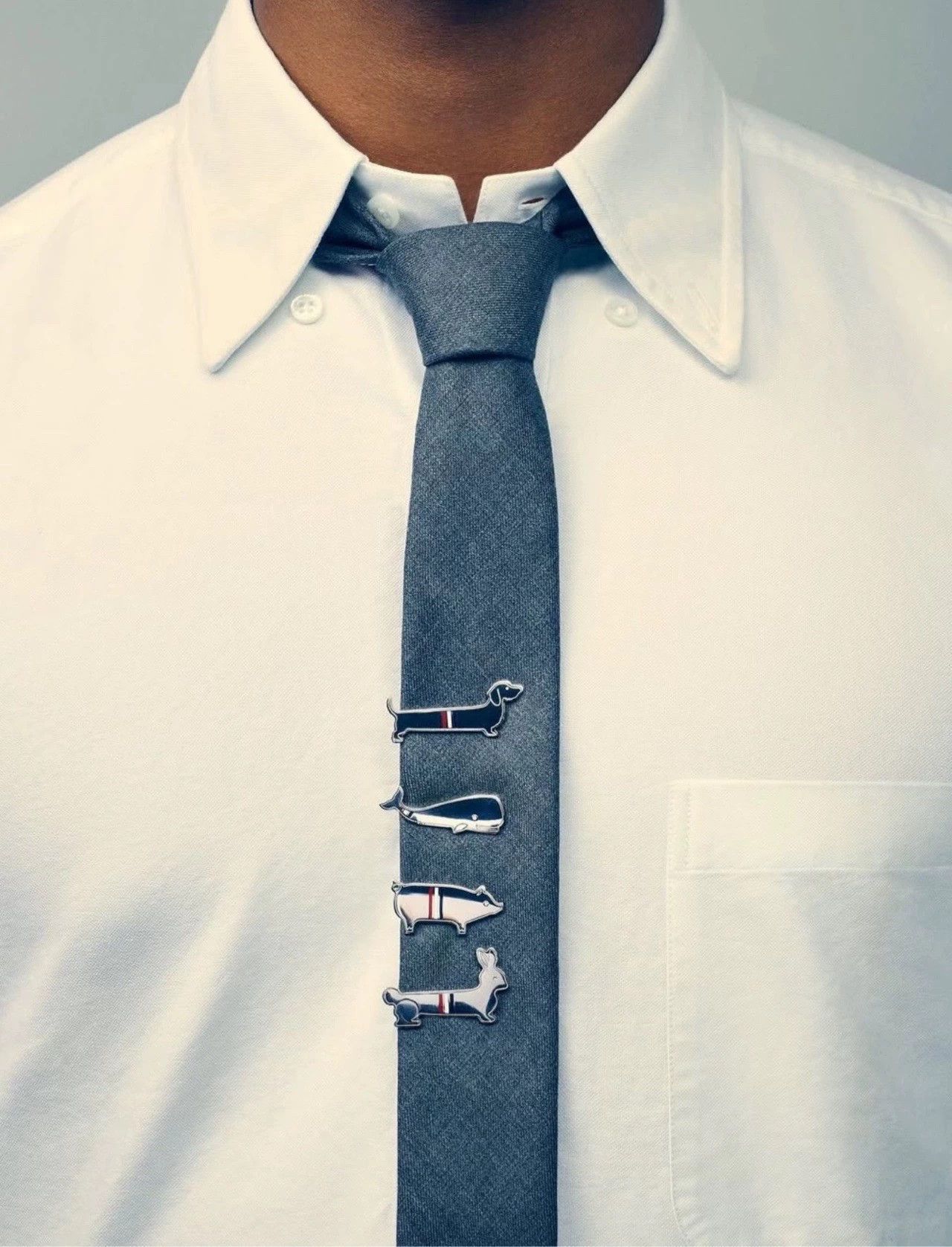 Thom Browne Thom Browne Classic Gray Solid Wool Tie Size ONE SIZE - 5 Thumbnail