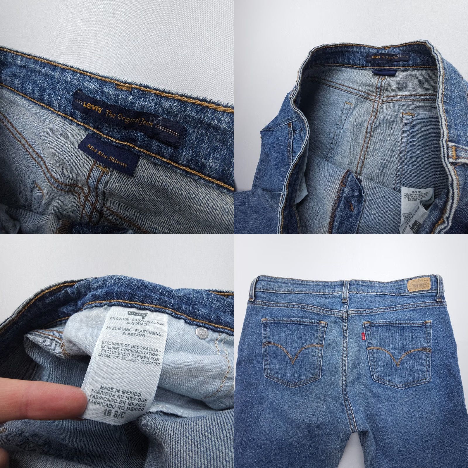 Levi's VINTAGE Levi's Jeans Skinny Womens 16 Blue Denim 5-Pocket Stretch Mid Rise 28in Inseam 2000s Y2K Size 38" / US 16 / IT 52 - 8 Thumbnail