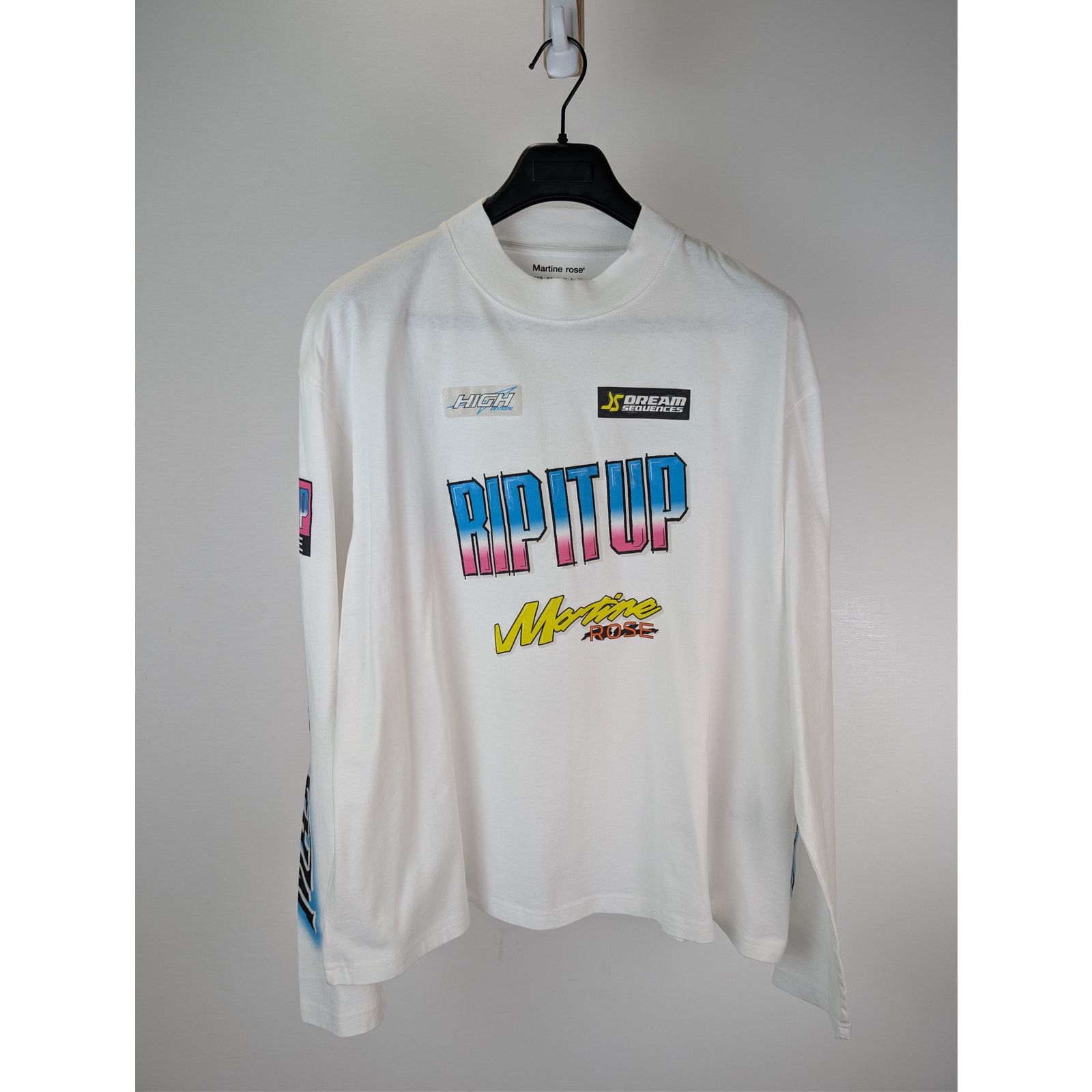 Martine Rose o1rshd1 Funnel Neck Long-Sleeve T-Shirt in White Size US XL / EU 56 / 4 - 2 Thumbnail