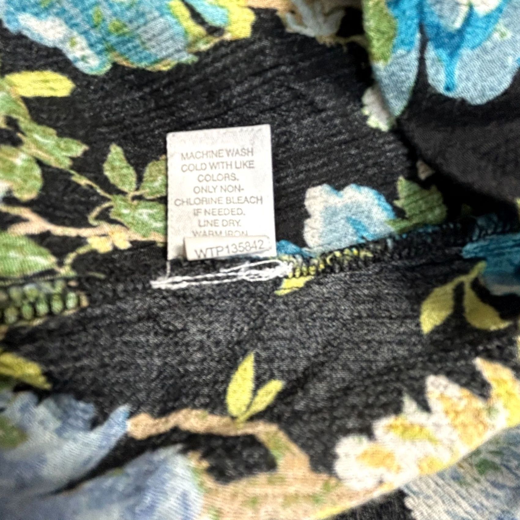 J. Jill J.Jill Womens Floral Print 3/4 Sleeve Rayon Blouse Top Large Petite Black Blue Size L / US 10 / IT 46 - 4 Thumbnail