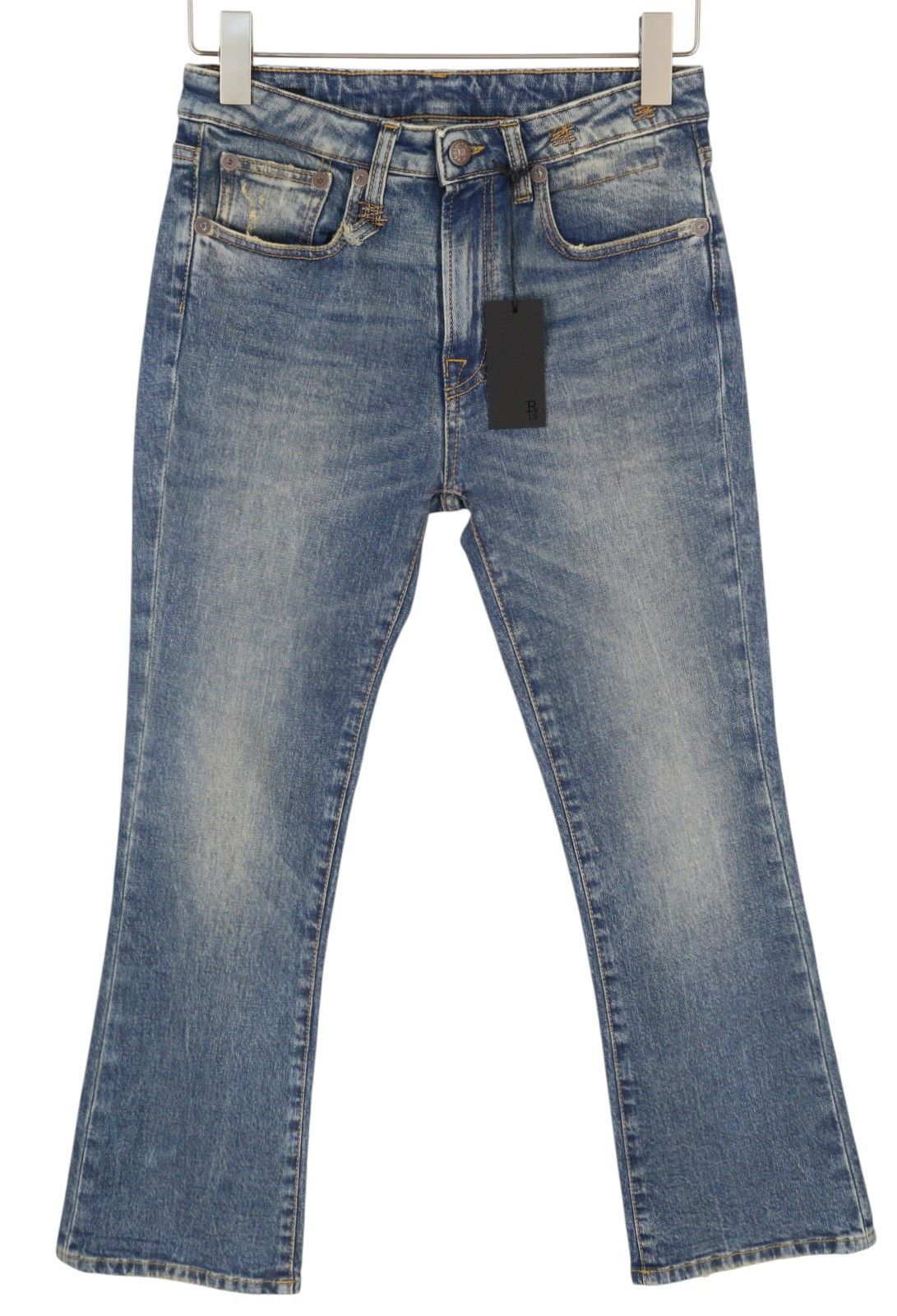 R13 KICK FIT 26 Kelly Stretch Washed Faded Ankle Cropped 86324 Size 26" / US 2 / IT 38 - 2 Thumbnail
