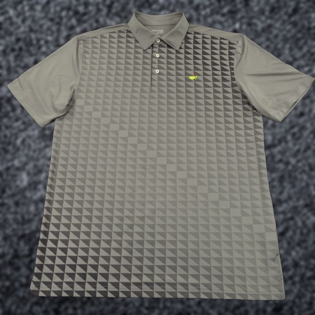 Vintage Masters Tech Polo Mens Large Grey Geometric Performance Golf Shirt Augusta Logo Size US L / EU 52-54 / 3 - 1 Thumbnail