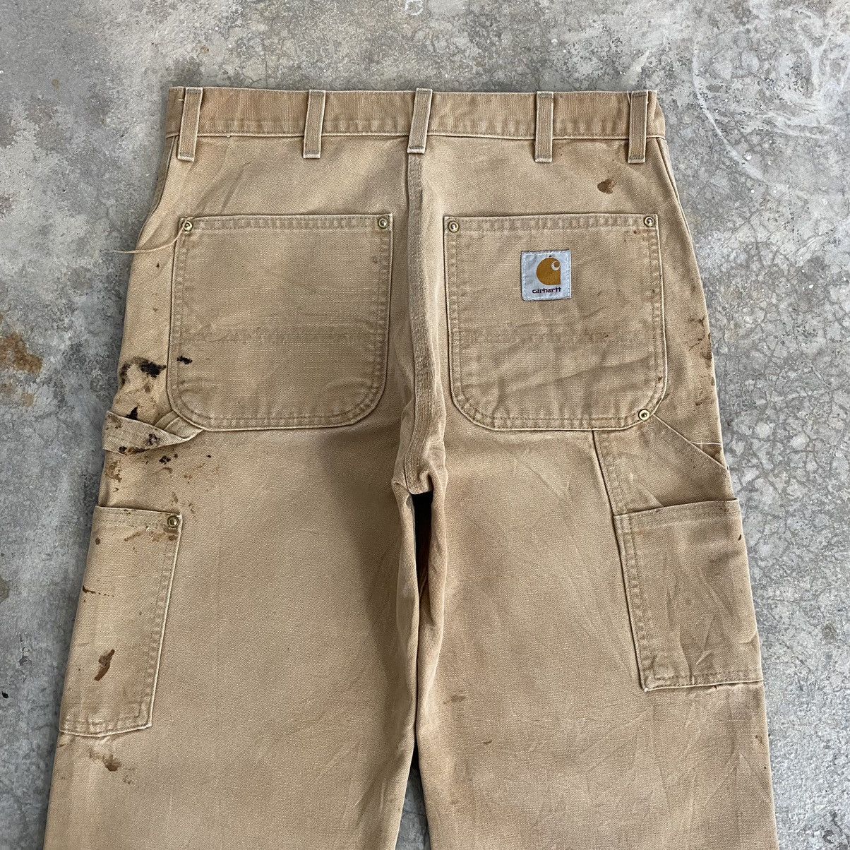 Carhartt VTG Carhartt Double Knee Faded Tan Dirty Carpenter Pants Size US 31 - 19 Thumbnail