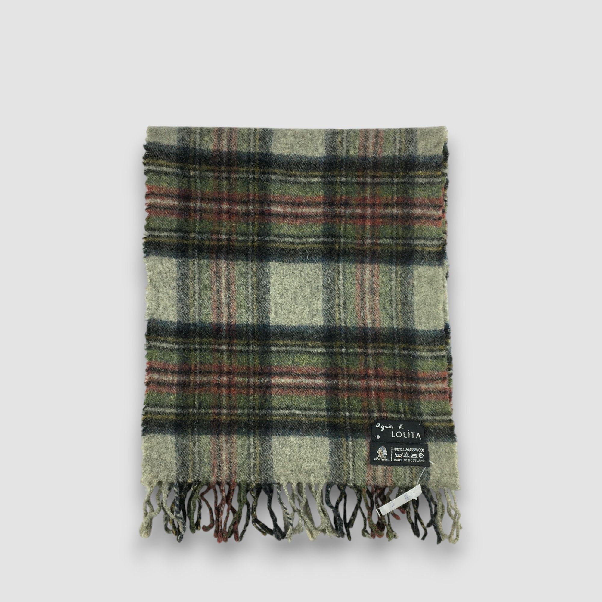 agnes b. Vintage Agnes B Scarf Muffler Wool Plaid Fringe Scarves Size ONE SIZE - 2 Thumbnail