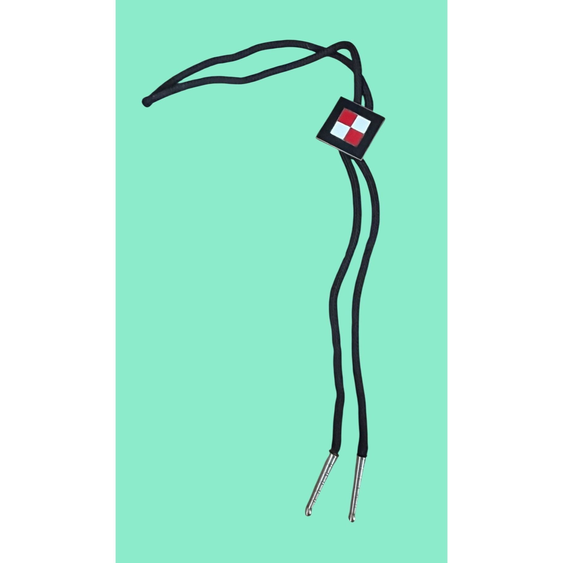 Other Vintage Black Bolo Tie With Red & White Square Design Size ONE SIZE - 1 Thumbnail