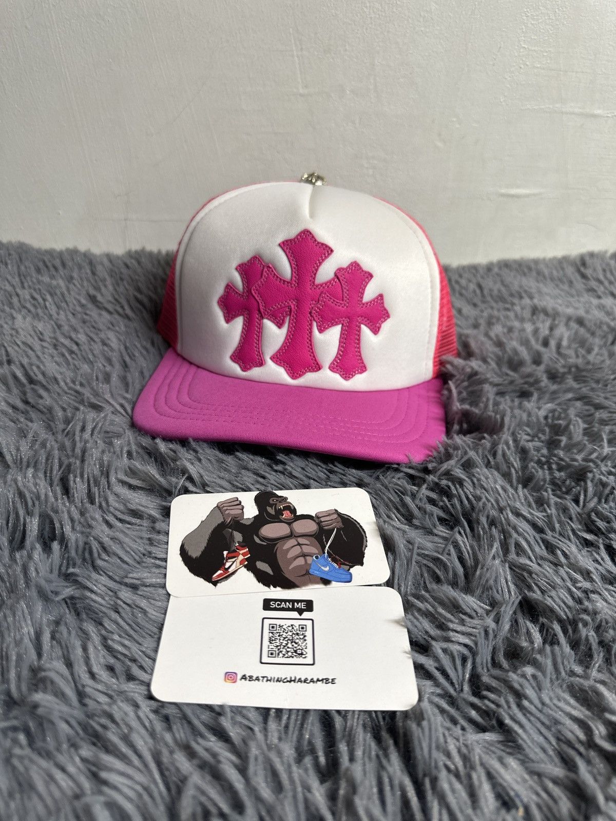 Chrome Hearts Chrome Hearts Cemetery Triple Cross Trucker Hat Pink Size ONE SIZE - 2 Thumbnail