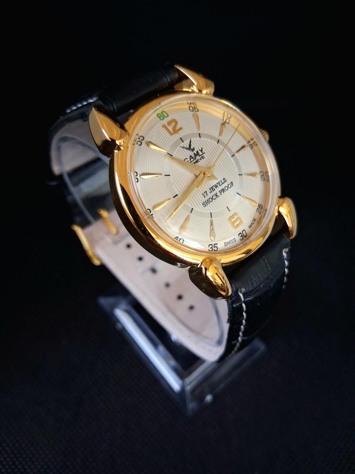 Vintage Camy Men's Leather Mechanical Watch RARE