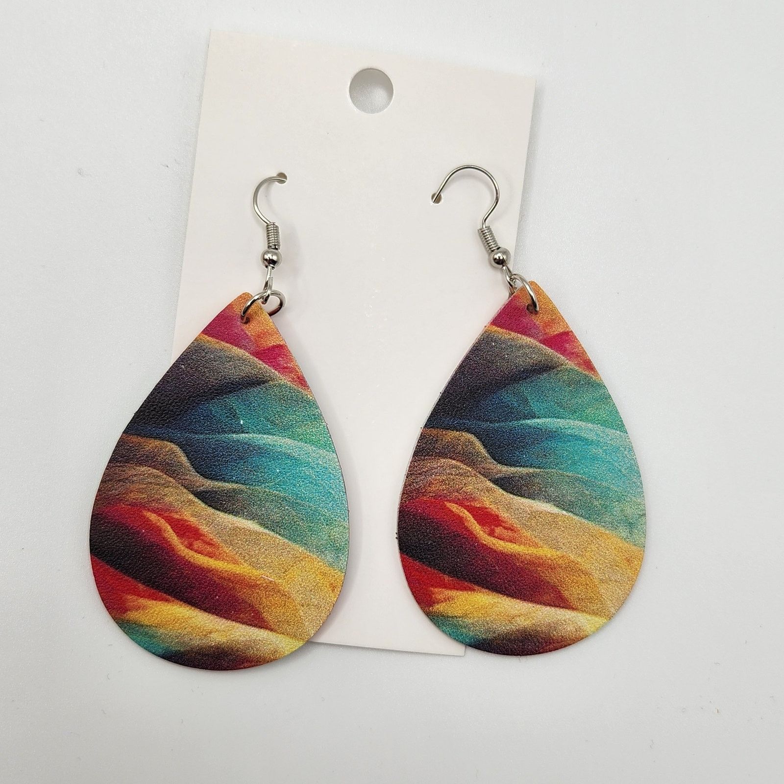 Other Multi-Colored Faux Leather Teardrop Earrings New Size ONE SIZE - 1 Thumbnail