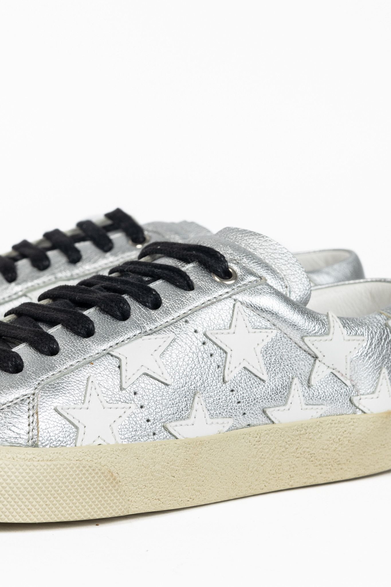 Saint Laurent Paris Saint Laurent Court Classic Star Metallic Low-Top Sneakers Size US 6.5 / EU 39-40 - 8 Thumbnail