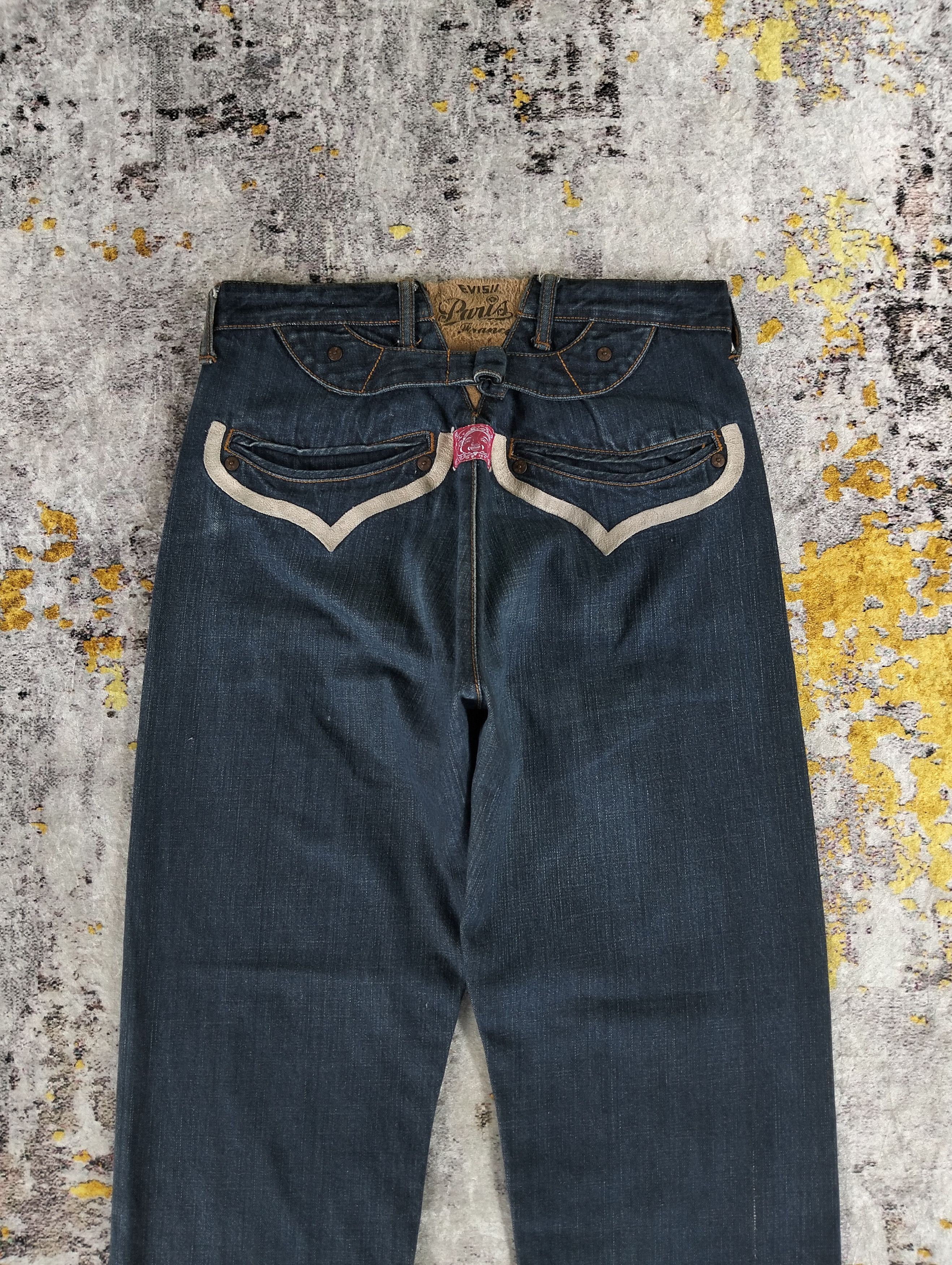Evisu Evisu Paris Button Fly Red Line Selvedge Buckle Back Denim Size US 31 - 3 Thumbnail