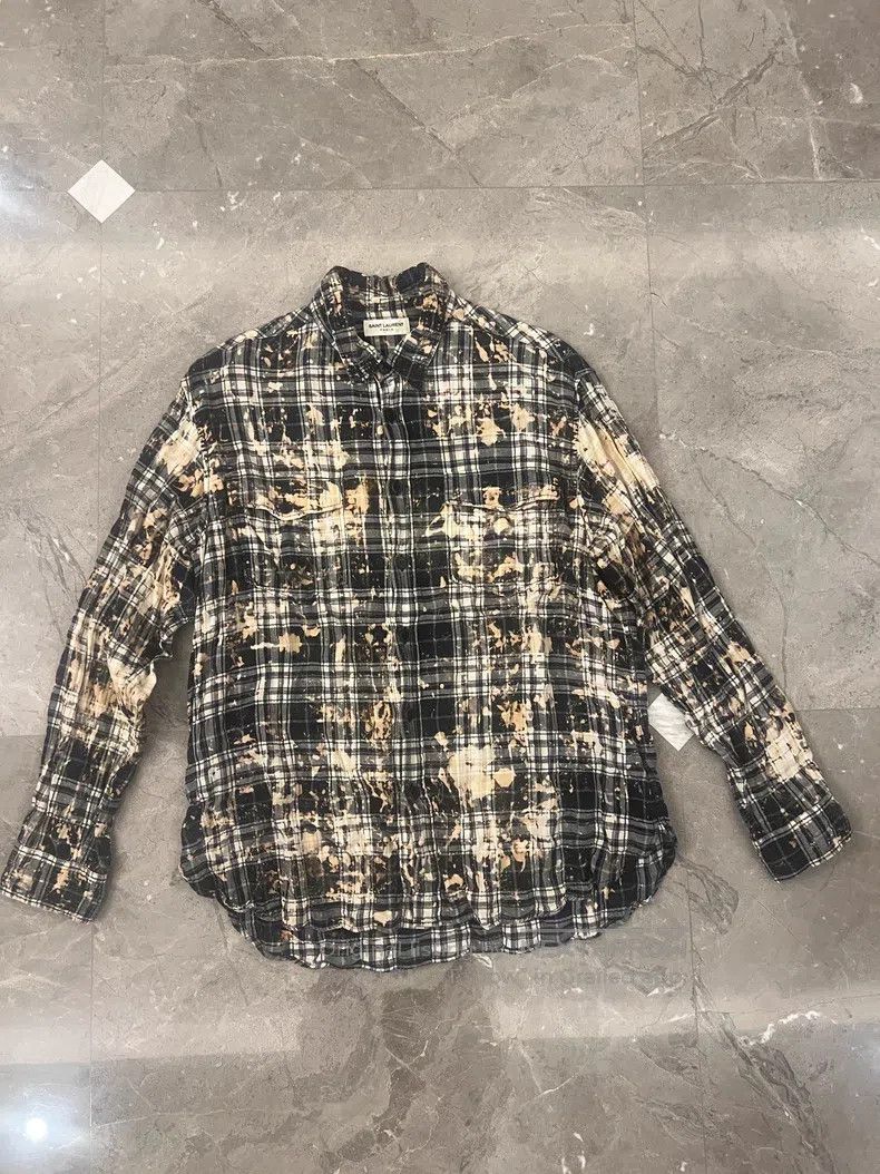 Saint Laurent Paris Saint Laurent Paris Flame Rendered Shirt Yellow Plaid Spla Size US S / EU 44-46 / 1 - 1 Thumbnail