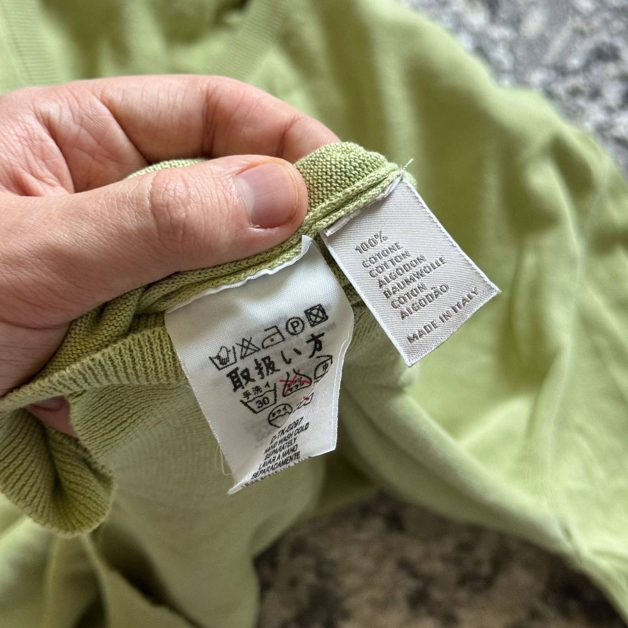 Ermenegildo Zegna Ermenegildo Zegna Cotton V-Neck Light Green Sweater Size US XXL / EU 58 / 5 - 6 Thumbnail
