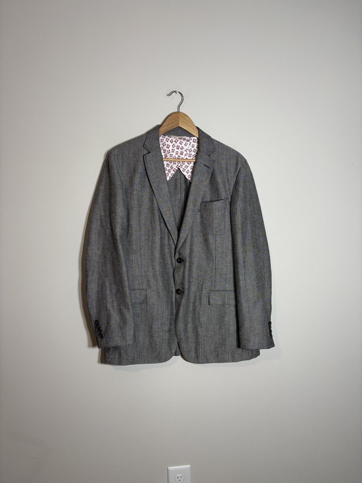 Brooks Brothers Brooks Brothers Red Fleece Grey Herringbone Blazer 44L Size 44L - 2 Thumbnail