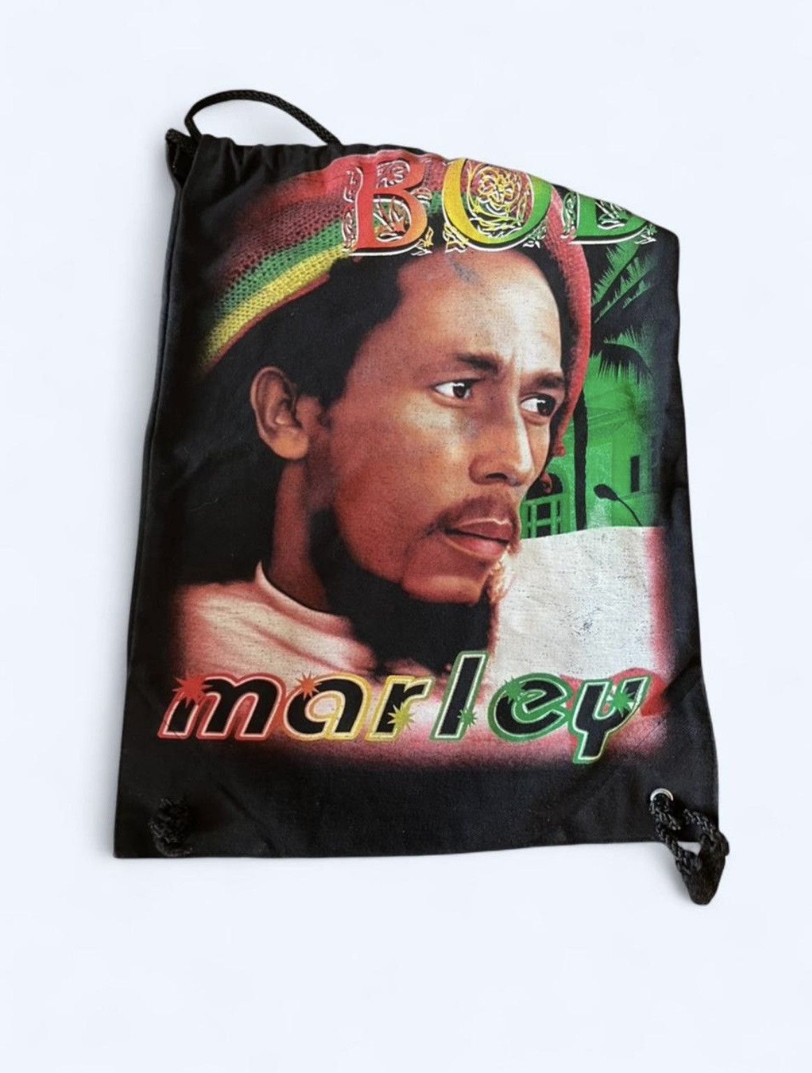 Bob Marley Bob Marley black canvas Drawstring Bag 90s Rap Tee type RARE Size ONE SIZE - 1 Thumbnail