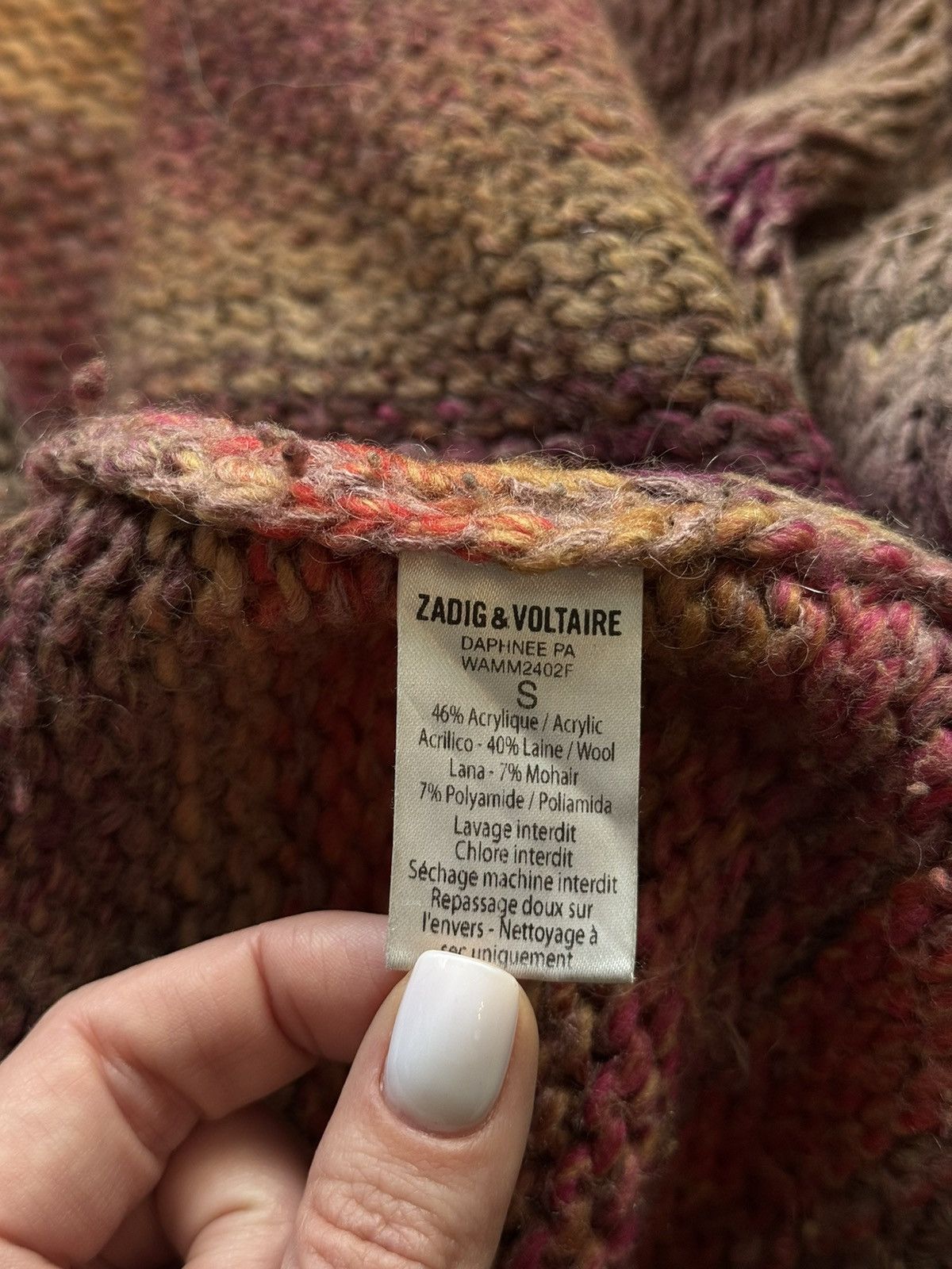 Zadig & Voltaire Zadig & Voltaire coloured wool mohair blend cardigan sweater Size S / US 4 / IT 40 - 4 Thumbnail