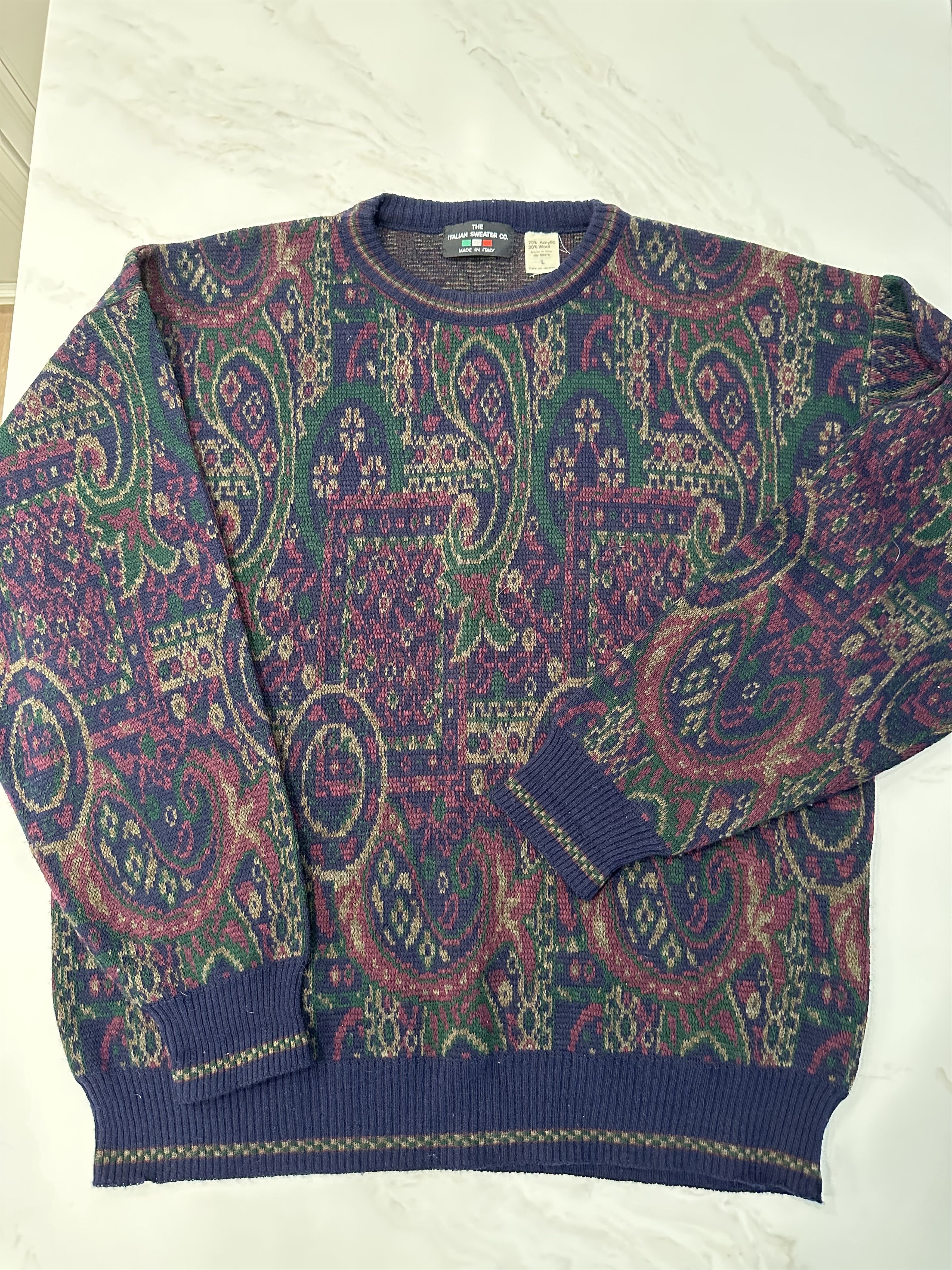 Vintage Vintage Italian Knit Sweater Coogi Style Made in Italy Size US L / EU 52-54 / 3 - 1 Thumbnail