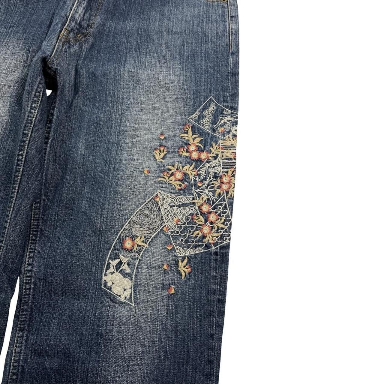 Karakuri Tamashii Karakuri Tamashii Embroidered Floral Japanese Jeans Waist 35 Size US 35 - 2 Thumbnail