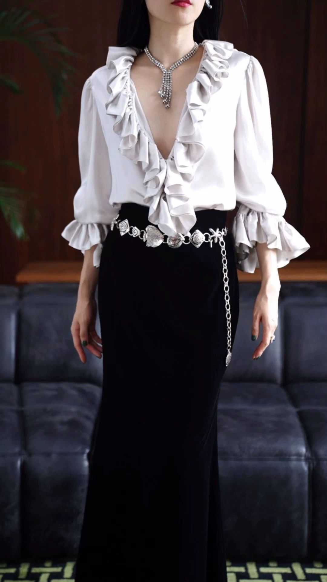 The Vampire's Wife Vampire Moonlight Gray Oversized Mulberry Silk Shirt Size M / US 6-8 / IT 42-44 - 1 Thumbnail