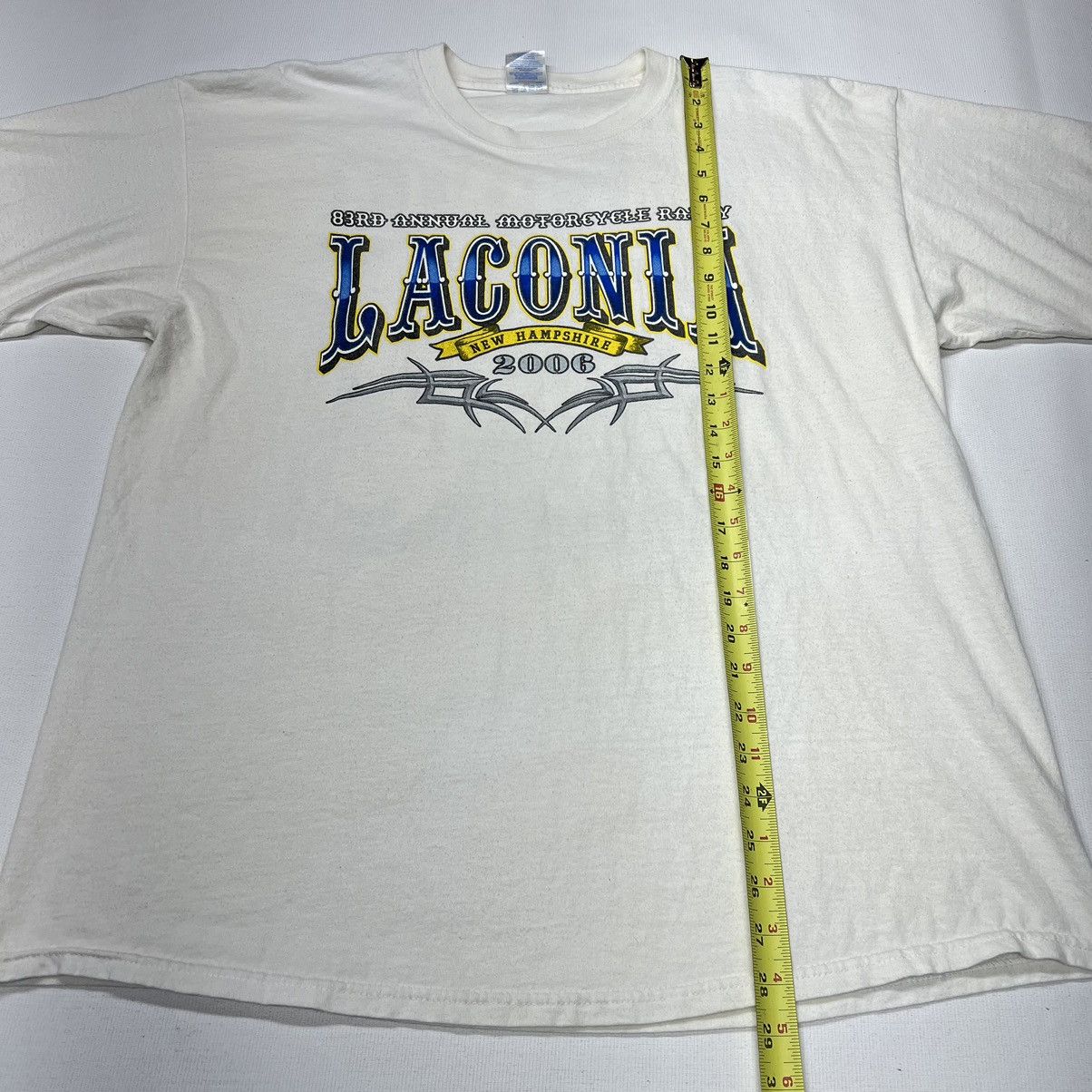 Vintage Laconia Motorcycle Rally Tee Shirt White Biker New Hampshire Size US XL / EU 56 / 4 - 16 Thumbnail