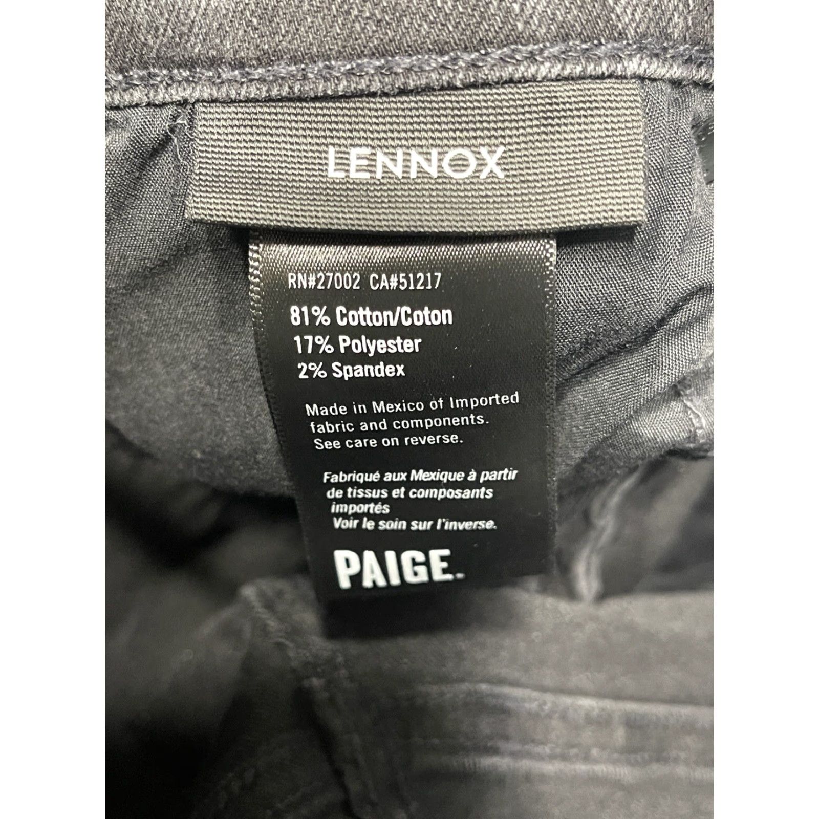 Paige Paige Lennox Jeans Slim 29x31.5 Black Fade Denim Mens Straight Stretch 5-Pocket Zip Button Logo USA Belt Not Included Size US 29 - 3 Thumbnail