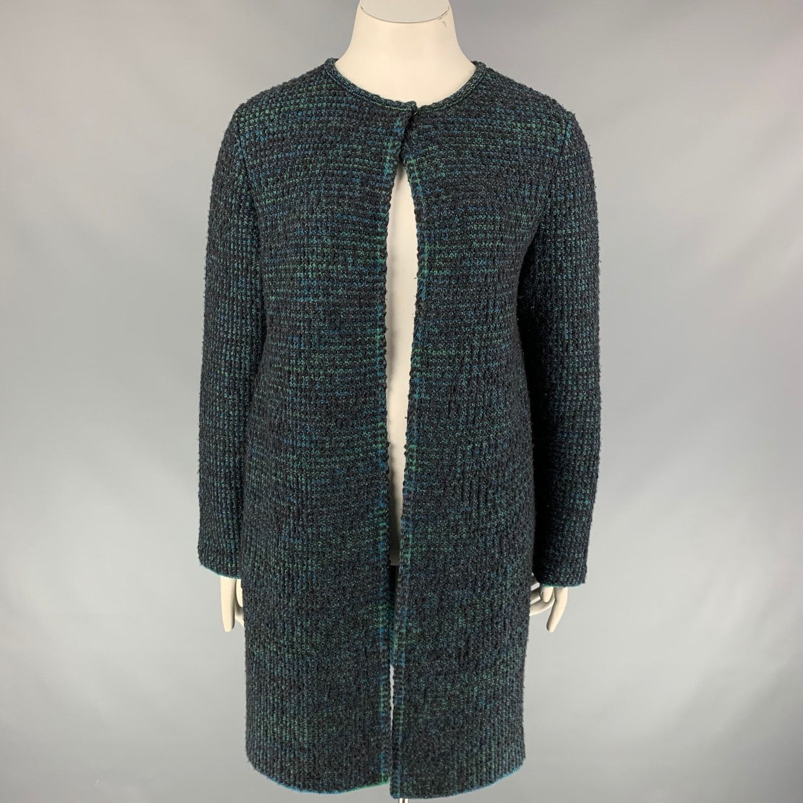 Other M MISSONI Size 10 Charcoal Green Knit Wool Blend Coat Size L / US 10 / IT 46 - 1 Thumbnail