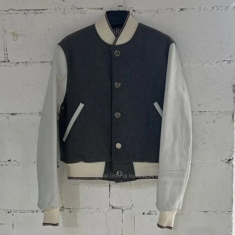 Thom Browne Thom Browne Gray Leather Women's Jacket . Size M / US 6-8 / IT 42-44 - 1 Thumbnail