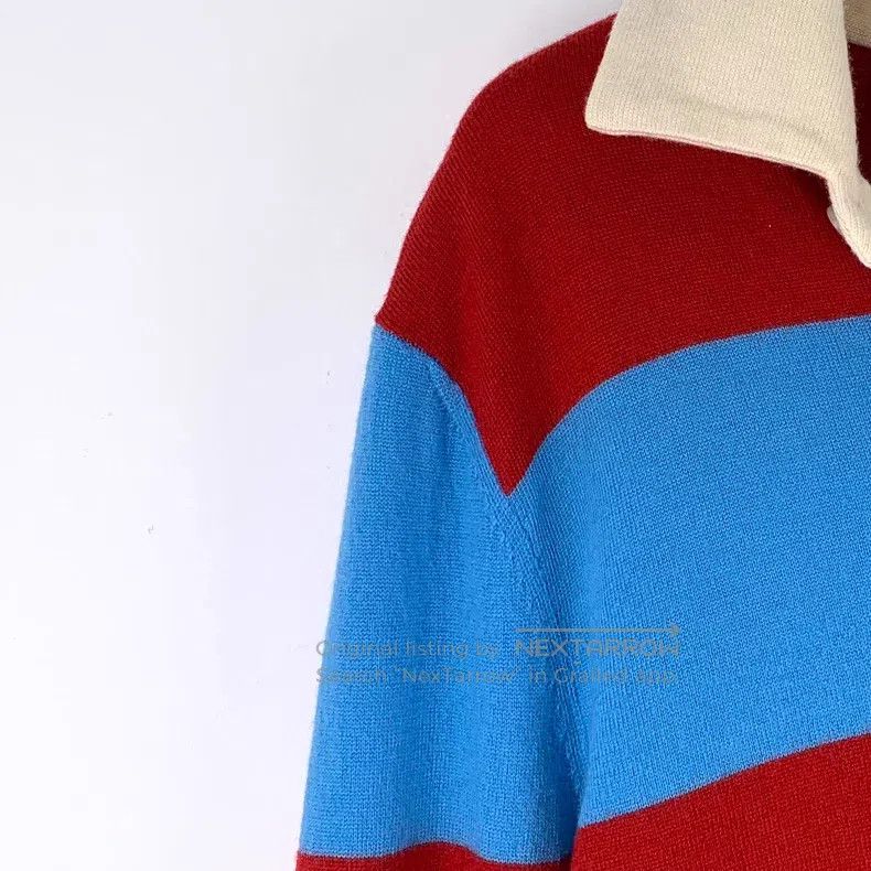 Gucci Gucci Red and blue colour-blocked wool lapel long-sleeved Size US M / EU 48-50 / 2 - 3 Thumbnail