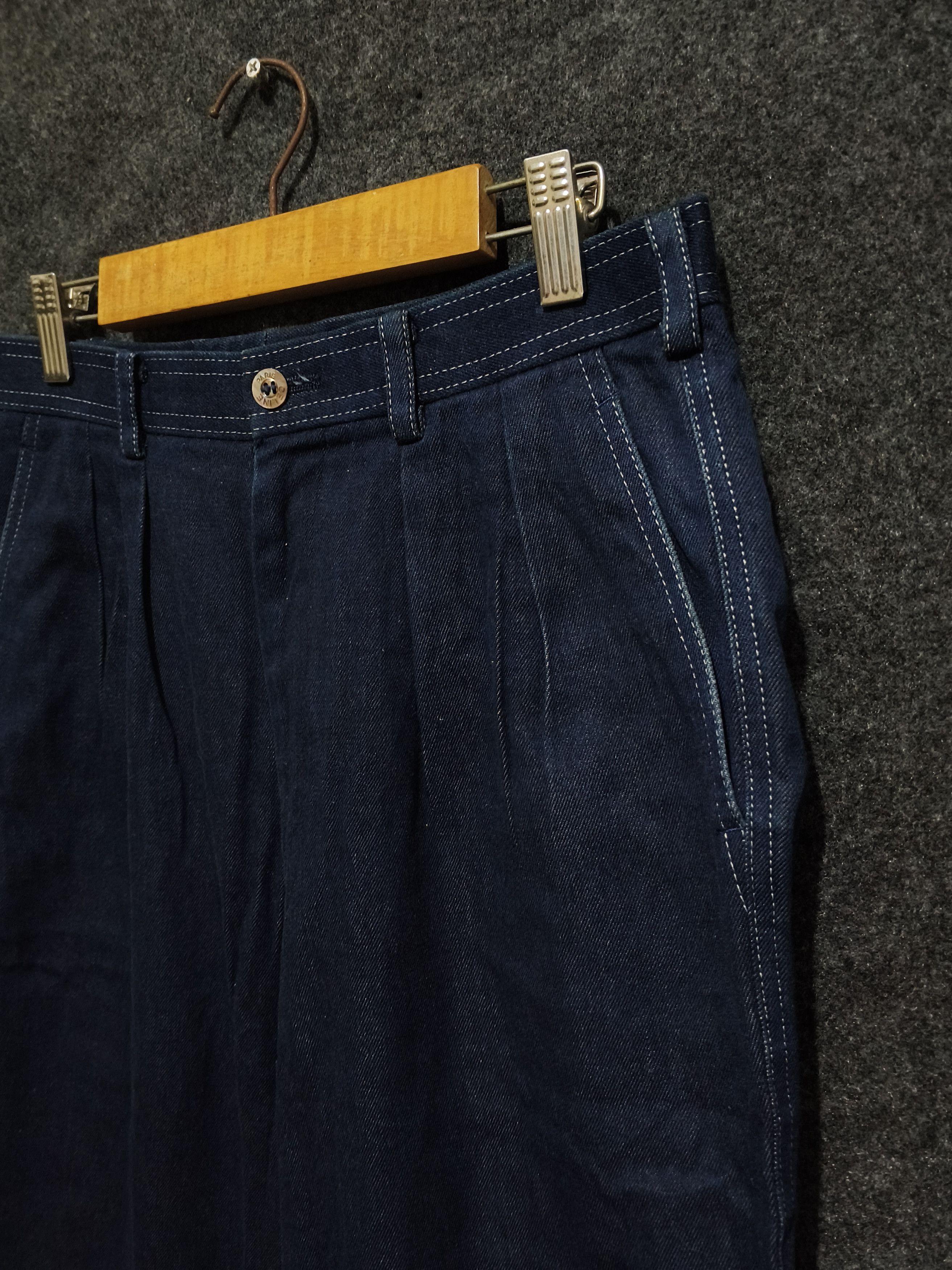 Celine 💥SICK💥 Vintage 70-80s CELINE Paris⁠ Indigo Trousers Pants Size 29" - 3 Thumbnail