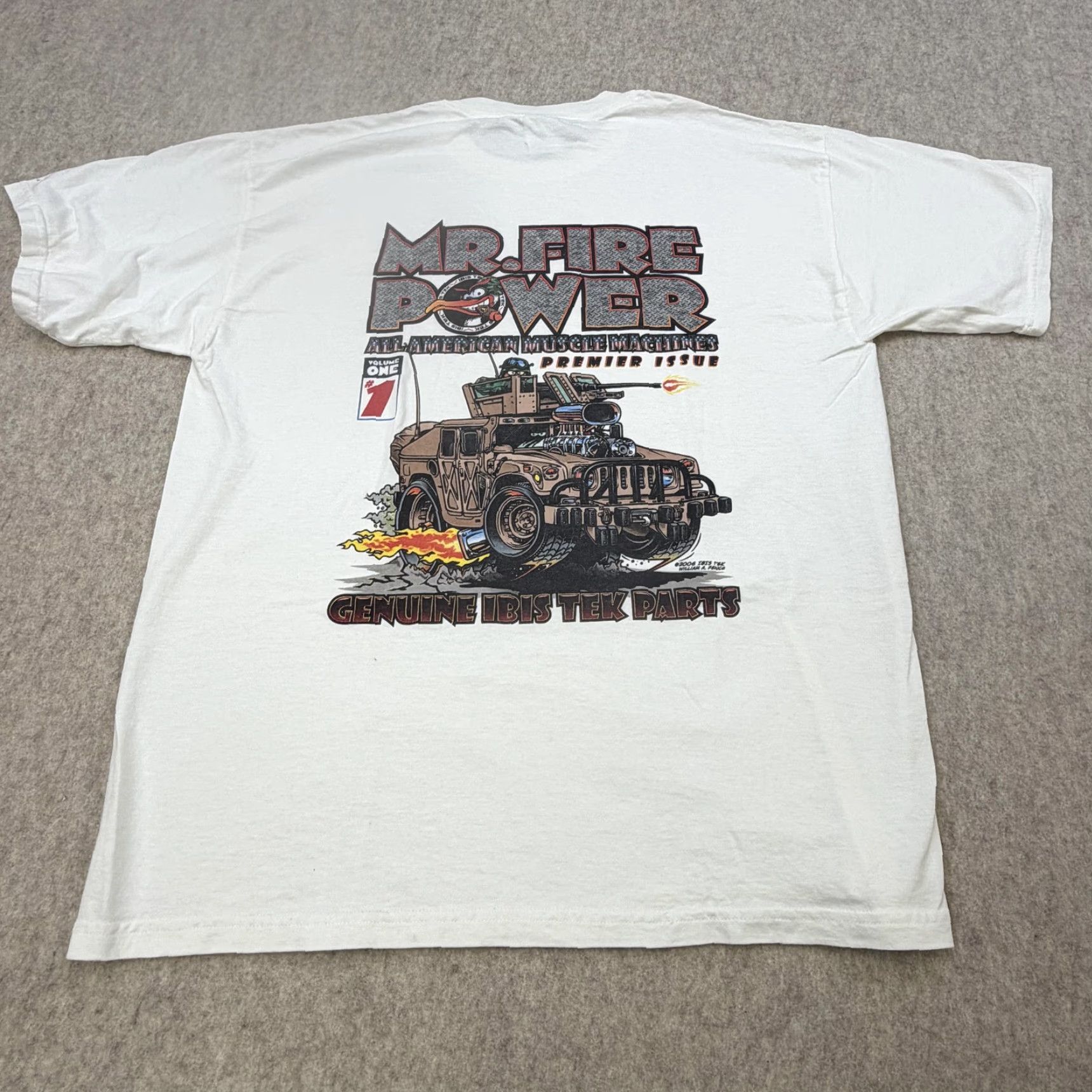 Gildan Mr Fire Power Shirt Mens XL White 2006 Ibis Tek Humvee Military Graphic Tee Size US XL / EU 56 / 4 - 5 Thumbnail