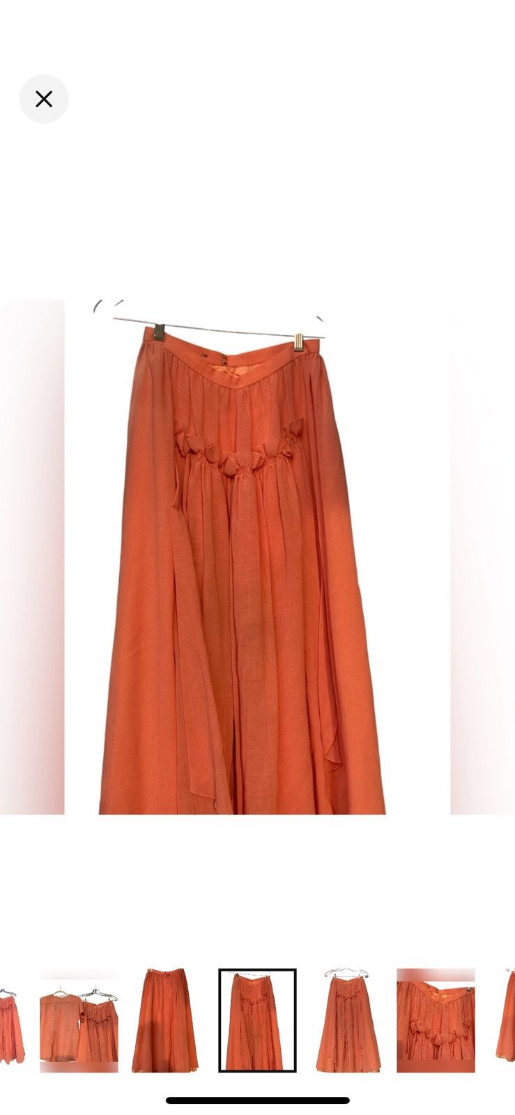 Chloe RARE 70’s VTG CHLOE LINEN CORAL SMOCKED RUFFLE SKIRT & TOP Size XS / US 0-2 / IT 36-38 - 13 Thumbnail